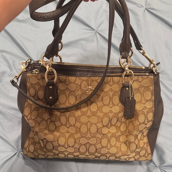 Coach Tan/Brown Signature Colette Carryall w/original removable crossbody strap - Picture 3 of 14